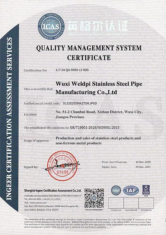 ISO 9001 Quality Management System Certification