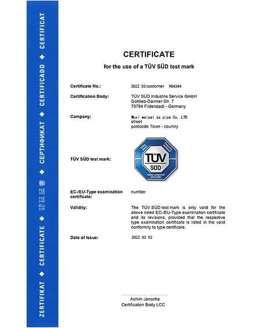 TUV Welding Procedure Certification